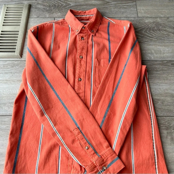 Mens Zara Denim Orange Stripe Button Down  Shirt - Picture 11 of 14
